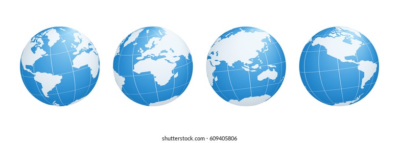 Set Earth Globe Abstract White World Stock Vector (Royalty Free ...