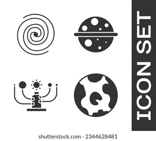 Set Earth globe, Black hole, Solar system and Planet Saturn icon. Vector