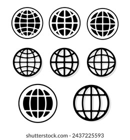 Set of Earth globe icon, Earth globe icon set vector 