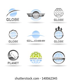 Set of Earth globe icons.