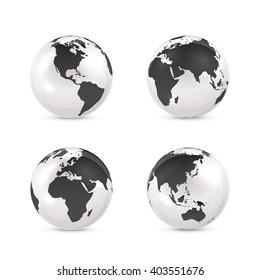 Set of Earth globes isolated on white background, illustration.