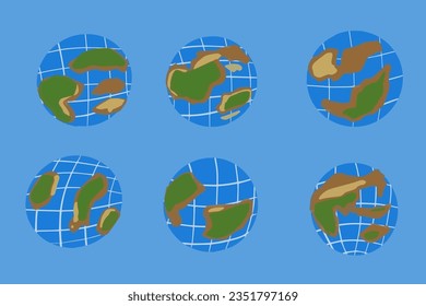 Conjunto de globos terrestres en un fondo de planeta azul 