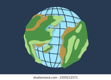 Set of Earth globes on a blue planet background 