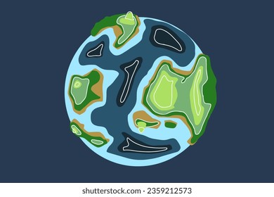 Set of Earth globes on a blue planet background 