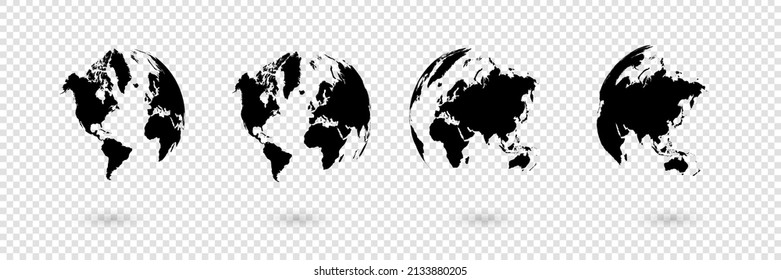 Set of earth globes on isollation backgraund. Earth icons. World map in the form of a globe