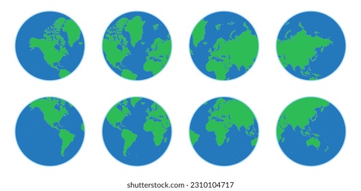 Set of earth globes. Vector illustration isolated on white background. For education or infigraphic design.