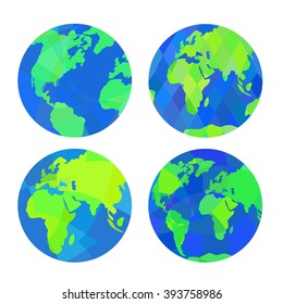 Set of earth globes. Vector illustration.