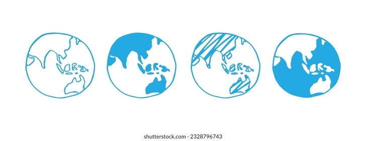 Conjunto de ilustraciones dibujadas a mano de tierra
