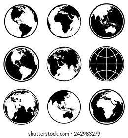 Conjunto de iconos del planeta Tierra para la web y la aplicación. Vector.