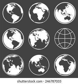 Conjunto de iconos del logo del planeta Tierra para web y aplicación. Viajes vectoriales, concepto de planeta.