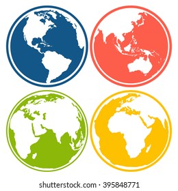 Set of earth planet globe logo icons for web and app. Vector travel, earth planet concept on white background