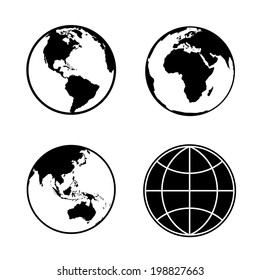 Set Of Earth Planet Globe Web And Mobile Icons. Vector.