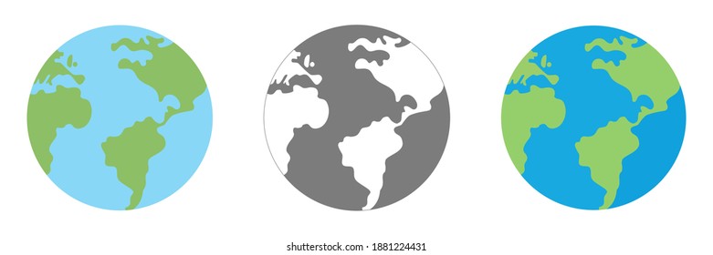 Conjunto de planetas terrestres, iconos. Ilustración del vector