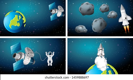 Bild von Erde und Raketenszenen