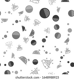 Set Earth structure, Black hole, Solar system and Planet with flag on seamless pattern. Vector