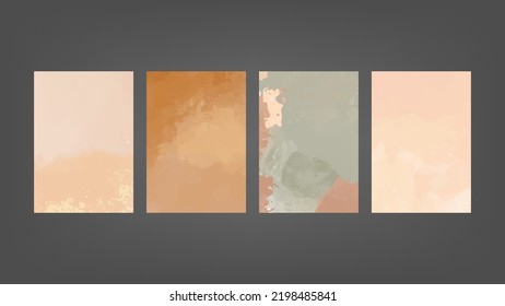 Conjunto de fondos de acuarela vectorial de tono de tierra para afiches, folletos o volantes, Conjunto de afiches, volantes o tarjetas de acuarela. Plantilla de banner.