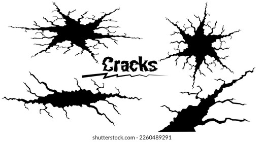 Set of earthquake cracks.  Vector image