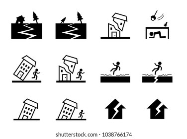 Set Of Earthquake Icon In Vector Art Design