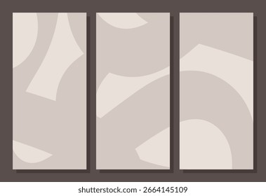 Conjunto de planos de fundo abstratos terrestres. Fluxo livre, ideia de pano de fundo líquido para, decoração de casa, têxtil, banner, cartaz, modelo, panfleto, tapetes e tapete, cortinas, brochura. Ilustração vetorial.