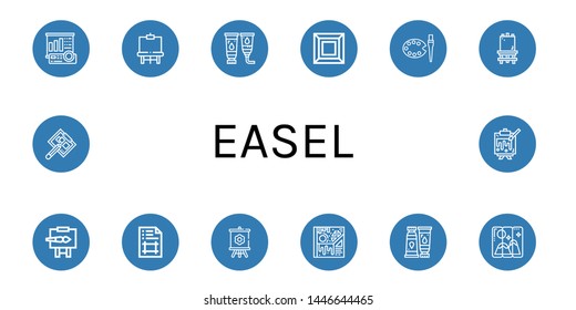 Set of easel icons such as Projector screen, Easel, Paint tube, Art, Canvas, Artboard, Painting, Drawing board , easel