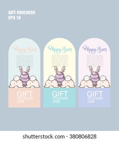 Set Easter banner. Cute Bunny with Easter eggs. Spring sale banners or billboards for greeting card, promotion, poster, blog, article, social media, marketing