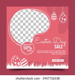 Set of Easter banner template. Easter day sale social media banner design. Suitable for social media post, cards, banners, and website. Vector design with a place for the photo.