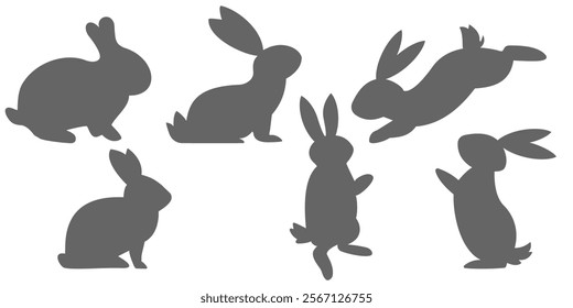 Set of Easter bunnies isolated