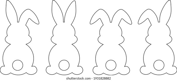 Set easter bunny black and white colors graphics vector illustration