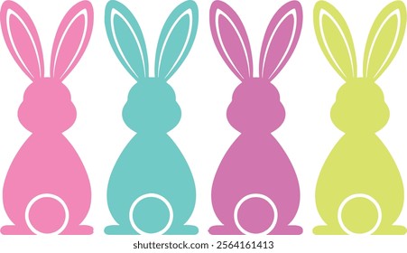Set of Easter Bunny colorful silhouette vector isolated by white background 1