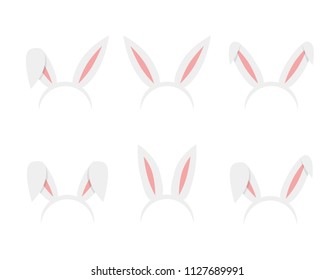 Set of easter bunny ears isolated mask on background. Vector illustration.