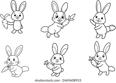 Set of Easter bunny icons vector illustration