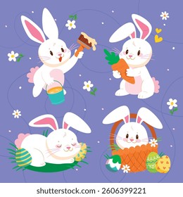 Set of Easter Bunny Poses