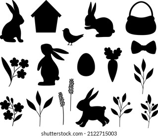 Set Easter Bunny silhouette vector illustration	