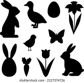 Set Easter Bunny silhouette vector illustration