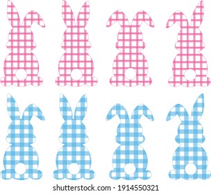 Set easter bunny silhouettes plaid vector illustration