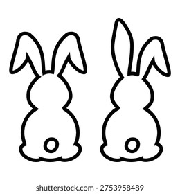 Set of Easter bunny silhouettes. Rabbit outline drawing. Bunny icon collection. Vector illustration