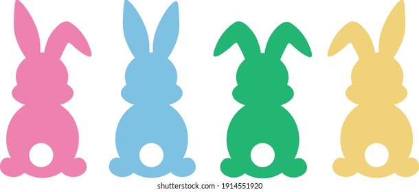 Set easter bunny silhouettes vector illustration