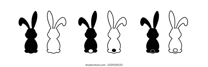 Legen Sie Osterhasen-Silhouetten-Vektorgrafik.
