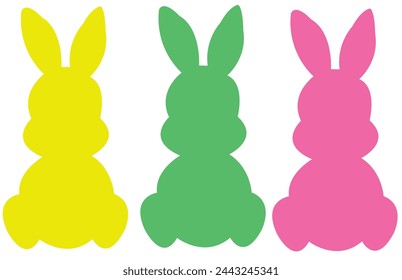 Set easter bunny silhouettes vector illustration