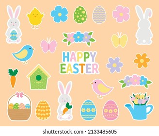 Set Easter Bunny stickers printable
