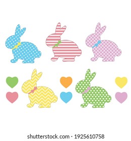 Set of Easter bunny templates with different ornaments