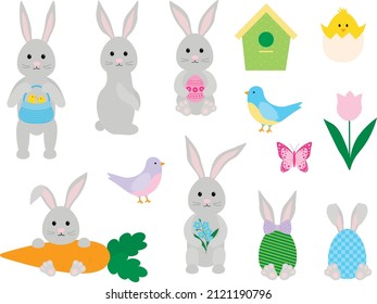 Set Easter Bunny vector illustration