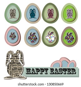 Set of Easter bunny vectors and elements