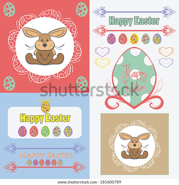 \
Set of Easter bunny,ornaments and decorative\
elements
