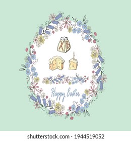 pasteles de Pascua para las vacaciones de Pascua. Dibujos, coloreados y aislados en un fondo blanco