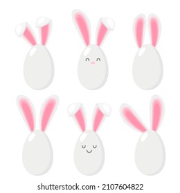 Osterkarten mit Handschrift und Ostereier mit sonnigen Ohren. Frohe Ostern! Vektorgrafik.Einfaches Design der Eier-Jagd.