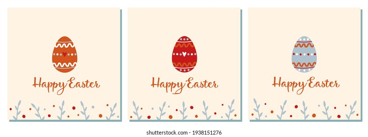 Set of Easter cards. Minimalism. Happy Easter.
