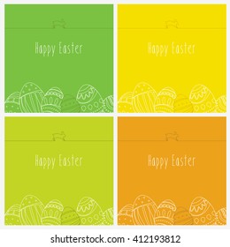 Set of easter cards with a rabbit and eggs. Vector