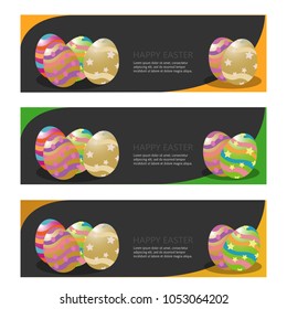 set of easter celebration banner illustration template vector