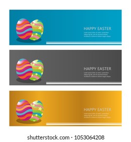 set of easter celebration banner illustration template vector